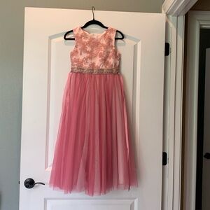 Rare Editions formal dress. Pink/Mauve in color with rhinestone belt/ appliqué